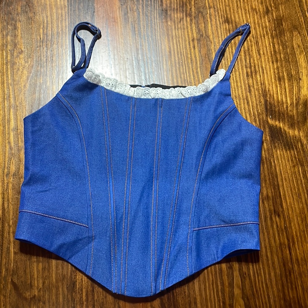 Aiwendy Denim looking Corset Top